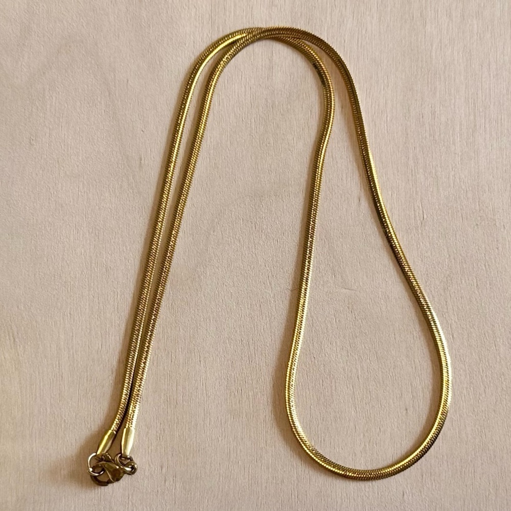 Gold-Tone Snake Chain Necklace | Retro 80s Minimalist Layering Chain